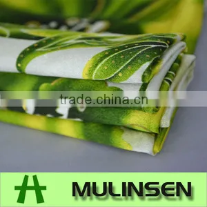 Mulinsen Textile Polyester Printed Green Satin Fabric thumbnail-1