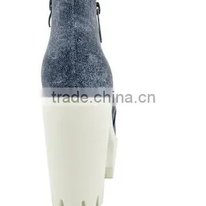 New Women Almond Toe Lace Up Lug Sole Platform High Chunky Heel Bootie Sneakers thumbnail-5