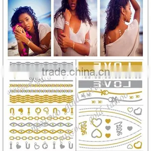2016 Hot Factory Quality Golden Tattoo Sticker, Metallic Tattoo Gold Temporary Tattoos thumbnail-3