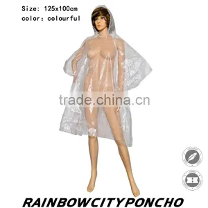 Promotinal PE Poncho Rain Cape Raincoat With Logo Print Two Place Two Position Logo Print thumbnail-3