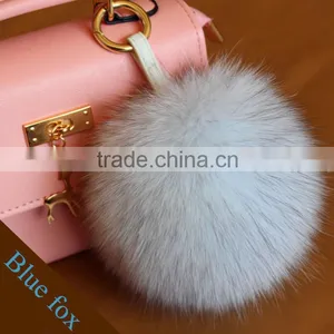 2016/2017 Fluffy 13cm Colorful Fox Fur Pom Poms for Beanie Hats/with Keychain thumbnail-1