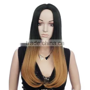 Mixed Grey/black/blonde Straight Wig Synthetic Long 3/4 Ombre Wig thumbnail-2
