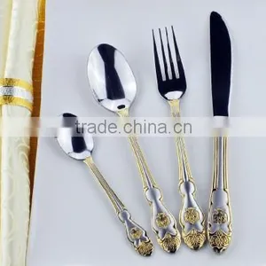 Stainless Steel Cutlery Polishing Cutlery Steak Fork and Spoon High Quality Cutlery With Gold 4pcs Set Stainless Steel Cutle thumbnail-1