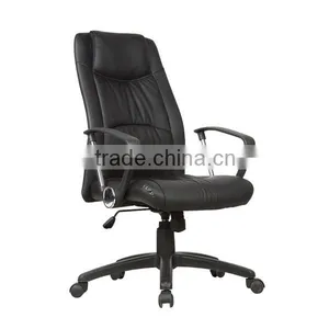 HC-A060H High Back Leather Revolving Chair With Chrome Armrest thumbnail-1