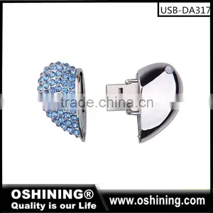 Crystal Heart Diamond Flash MemoryNecklace USB Pen Drive For Gift(USB-DA317) thumbnail-4