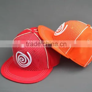 Red Flat Brim Fitted Caps With Custom Logos thumbnail-6