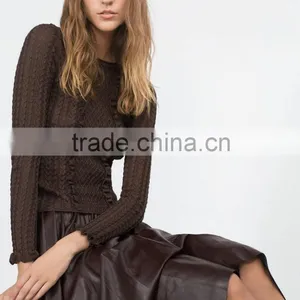 Ladies Knitted Blouses Round Collar Slim Knitted Sweater thumbnail-4