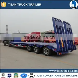 New Extendable Hydraulic Ramp 3 Axles Lowboy Trailer 100ton for Sale thumbnail-2