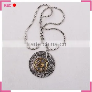 Gothic Necklace With Round Pendant, Snake Chain Metal Necklace thumbnail-1
