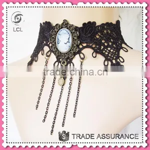 Wholesale Black Choker Necklace for Party, Engraved Decoration Chokers for Women thumbnail-1