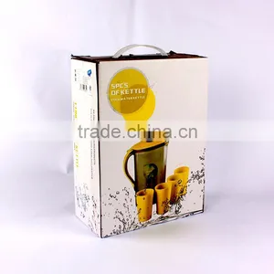 Custom Printed Cardboard Paper Box for Bottle With Plastic Handle thumbnail-1