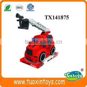 Plastic Friction Fire Engine Vehicle Toy Aerial Ladder Truck Cute Design for Kids thumbnail-1