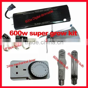 600w Hydroponics HPS MH Grow Light Kit/Hydroponic 600 Watt HPS MH Grow Light Bulb Digital Dimmable Ballast Wing Reflector Set thumbnail-1