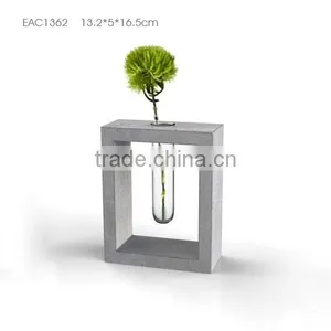 New Concrete Cement Natural Green Colored Flower Glass Vase Wholesale thumbnail-2