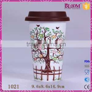 320ml Ceramic Coffee Travel Mug With Silicone Lid thumbnail-1