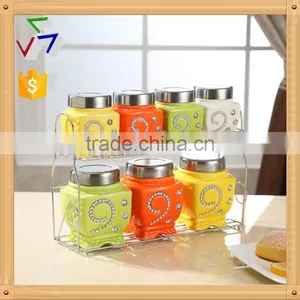 Ceramic Canister Set With Stainless Metal Frame thumbnail-1