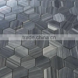MM-CV264 Supplier Flooring Designs Natural Stone Grey Marble Hexagon Floor Mosaics Tile thumbnail-2
