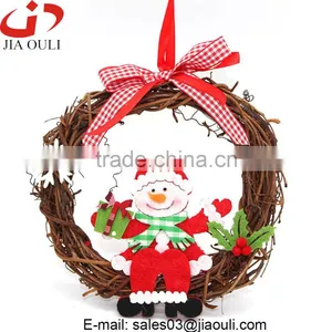 Hot Sales Cheap With Ribbon Christmas Decorations Rattan Snowman Wreath thumbnail-1