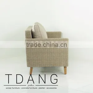 Fiji Wicker Sofa With Wooden Legs - Contemporary Rattan Furniture Bench. thumbnail-3