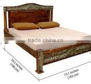 New Traditional Carved Wooden Queen Size Bed thumbnail-2