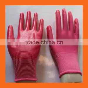 Pink Nitrile Coated Garden Work Chore Gloves,Family Weeding Gloves thumbnail-3