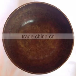 High Quality Asthamangala Symbol Meditating Buddha Carved Singing Bowl thumbnail-2