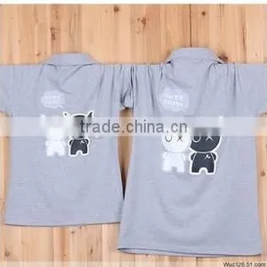 White/gray Color Short Sleeve O-neck Cotton Couple Bulk Wholesale Unisex T-shirts thumbnail-5