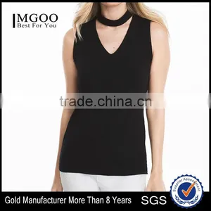 MGOO Gold Supplier Custom Latest Design In V Neck Tank Top Hotsale Women Net Tops thumbnail-1