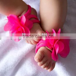 New Arrival Elastic Barefoot Sandals For Infant Hot Pink Barefoot Socks Sandals Shoes Flowers Feet Toes Baby Bloom thumbnail-1