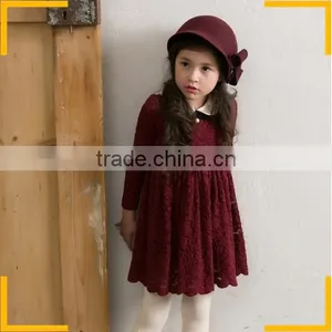 Hot Sale Korean Style Girl Lace Winter Dress Kids Party Wear Dress Kids Fashion Show Dress thumbnail-1