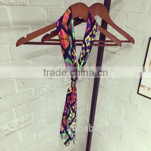 Fashion Ladies Scarves Colorful Printing Emulation Silk Tie Scarf for Women Bufandas Mujer 2016 thumbnail-2