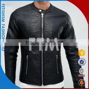 Men's Casual Black Jacket Collar Young Men PU Slim Long Sleeved Neat Locomotive Leather Coat thumbnail-5