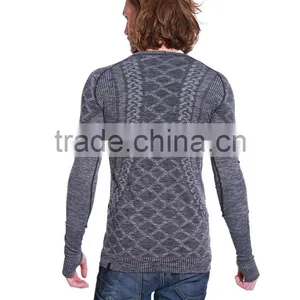 Mens Gym Wear Seamless Running Long Sleeve Tshirt thumbnail-2
