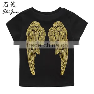 Shij 2017 Father and Son Tee Exquisite Embroidery Angel Wings T Shirt Spandex thumbnail-1
