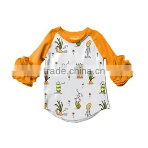 Boya Wholesale Baby Easter Boutique Clothing Ruffle Raglan T-shirt With Bunny Printed thumbnail-1