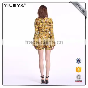 Customizable Printing V Neck Bell Long-Sleeved Jumpsuit For Women thumbnail-5