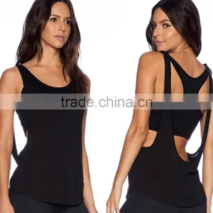Hot Sale Bodybuilding Fitness Blank Open Back Spandex Athletic Tank Tops thumbnail-3
