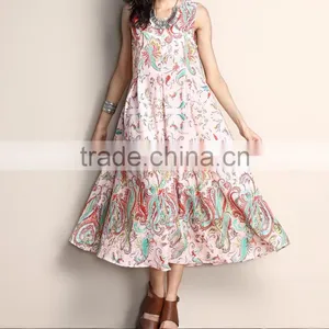 New Arrivals Women Dresses Light Pink Paisley Chiffon A-Line Midi Dress Women Floral Dress Women Clothes GD90426-16 thumbnail-1
