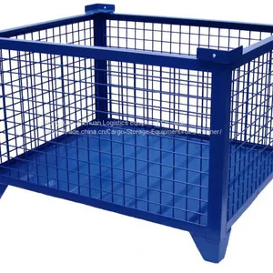 Blue Zinc Coated Wire Mesh Container , Wire Pallet Cage 1000kg thumbnail-1