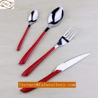 Frence Stainless Steel Cutlery Set With Red Plastic Handle thumbnail-1