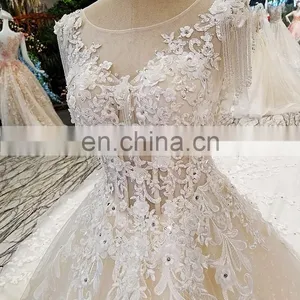 LS00272 Appliques Elegant Traditional Chinese Lace Casual Dress Short Sleeve Wedding Dresses Suzhou thumbnail-5
