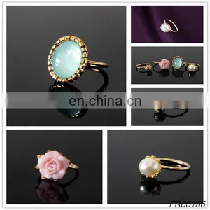 Fashion Flower and Pearl Enamel Knuckle Ring Set Gift Jewelry thumbnail-1