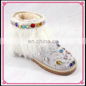 Aidocrystal 2017 New Design Fashion Women Winter Warm Ankle Rhinestone Snow Boots With Fur thumbnail-2