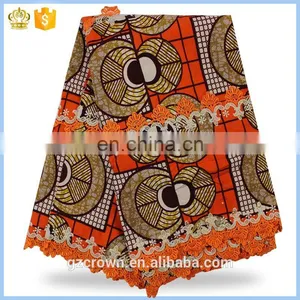 2017High Quality Embroidery French Wax Lace Fabric Cotton Nigeria Real Prints Wax With Cord Lace Fabric for Dress H170111005 thumbnail-4