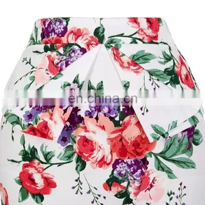 Grace Karin Occident Women Hips Wrapped High-waisted Short Cotton Flower Printed Pencil Vintage Skirt CL008928-8 thumbnail-2