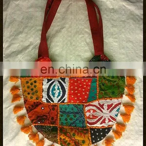 Ethnic Handmade Mirror & Patch Work Large Shoulder Tote Bag - Banajara Ethnic Shoulder HandBags thumbnail-1