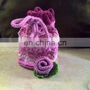 Crochet Pouch Small Cotton Drawstring Bags Organic Cotton Drawstring Bags thumbnail-1