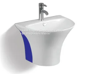 Chaozhou Ceramic Wall Hung Bathroom Sanitary Ware Single Hole White Good Design Luxury Hand One Piece Basin Sink thumbnail-2