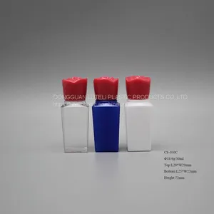 30ml Small Customized Color PETG Plastic Skin Care Lotion Square Bottle With Inner Plug and Screw Rose Cap thumbnail-1