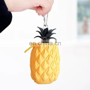 Portable Women Kids Cartoon Fruit Coin Purse Wallet Case Silicone Pineapple Key Bag Pouch thumbnail-6